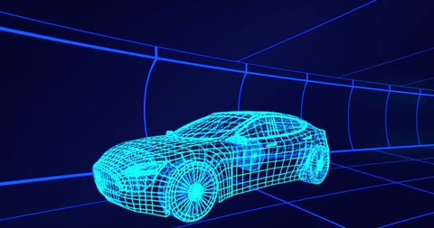 Futuristic 3D Wireframe Car with Virtual Background