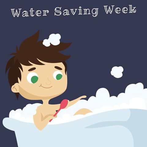 child bathing to promote water saving awareness - Download Free Stock Templates Pikwizard.com