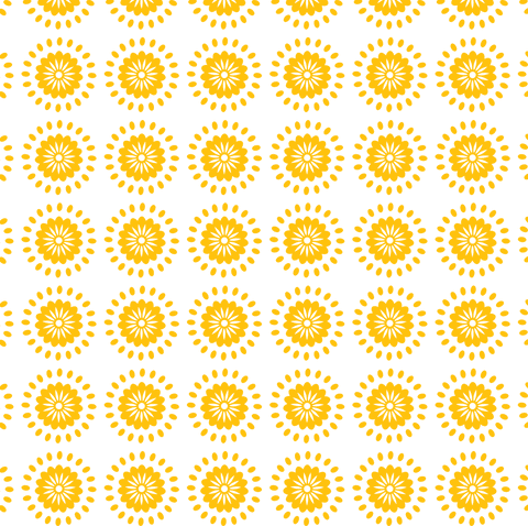 Yellow rosettes pattern on transparent background vector png