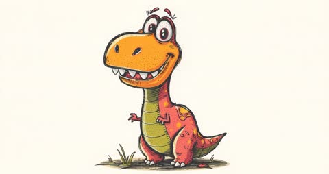 Playful Cartoon Dinosaur Character in Vibrant Colors