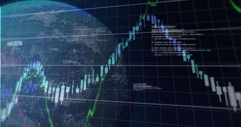 Globe and Market Trends: Futuristic Financial Data Visualization