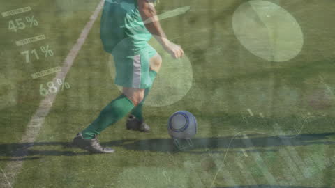 Soccer Player in Green with Futuristic Data Overlay