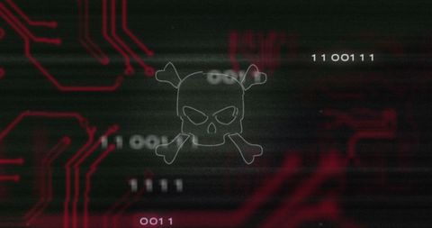 Digital Interference with Skull and Crossbones on Circuit Background - Download Free Stock Images Pikwizard.com