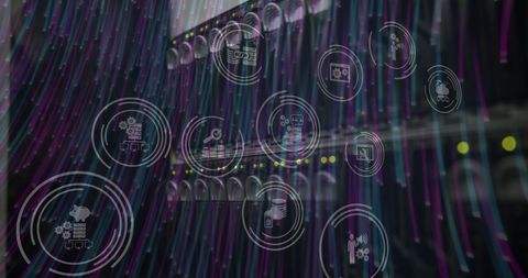Cybersecurity and Networking with Digital Icons Over Server - Download Free Stock Images Pikwizard.com