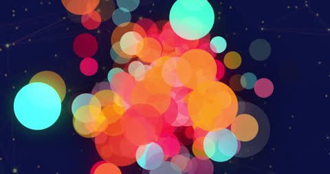 Colorful Light Spots Over Digital Network Background