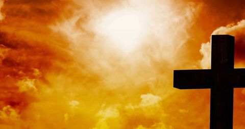 Silhouette of Cross Against Dramatic Orange Sunset Sky - Download Free Stock Images Pikwizard.com