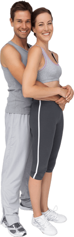 Happy Fit Couple in Sporty Outfits Transparent Background
