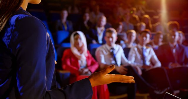 Speaker Engaging Audience in Business Seminar - Download Free Stock Images Pikwizard.com