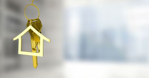 Golden Keys with House Keychain on Blurred Background - Download Free Stock Images Pikwizard.com