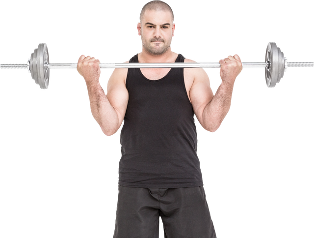 Muscular man lifting heavy barbell with intense focus on strength training, white background - Download Free Stock Videos Pikwizard.com