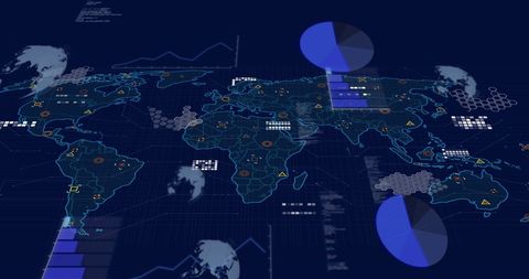 Digital Interface with World Map and Data Visualizations - Download Free Stock Images Pikwizard.com