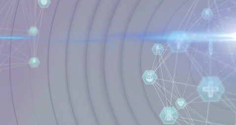 Futuristic Digital Network with Technology Icons