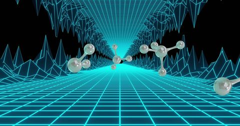 futuristic 3d molecules in sci-fi gridded tunnel - Download Free Stock Images Pikwizard.com