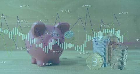 Financial Growth with Piggy Bank and Cryptocurrency Concepts