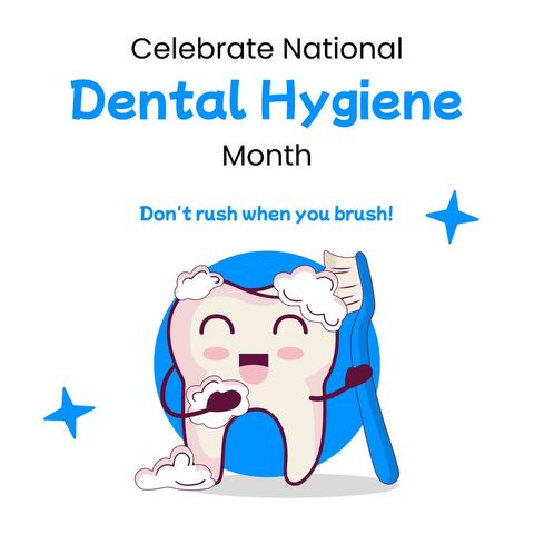 national dental hygiene month poster with tooth illustration - Download Free Stock Templates Pikwizard.com