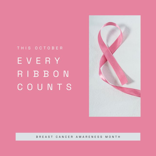 Breast Cancer Awareness Ribbon Promotion on Pink Background - Download Free Stock Templates Pikwizard.com