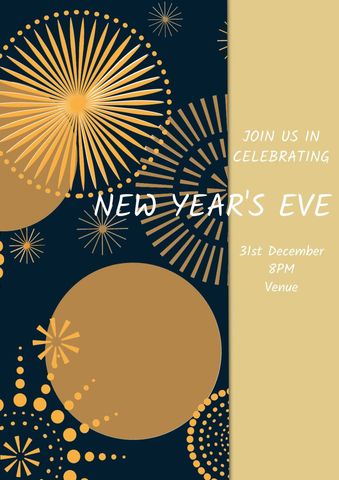 elegant new year's eve party invitation with fireworks design - Download Free Stock Templates Pikwizard.com