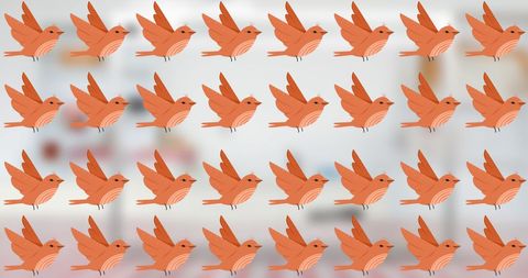 Orange Bird Pattern Over Blurred Background Creating Seamless Design - Download Free Stock Images Pikwizard.com