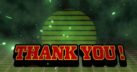 Retro Futuristic Thank You Banner with Digital Aesthetics