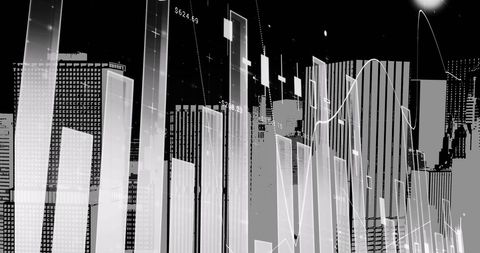 futuristic financial data overseeing cityscape - Download Free Stock Images Pikwizard.com