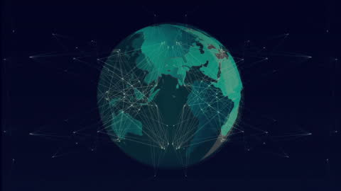 Animation of Global Network Connections on Transparent Globe