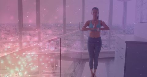 Peaceful Meditation at Home: Ethereal Atmosphere by a Bright City View