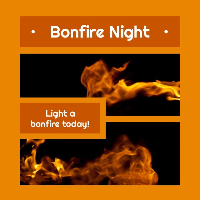 Bonfire Night Celebration Announcement with Fire Graphics - Download Free Stock Templates Pikwizard.com