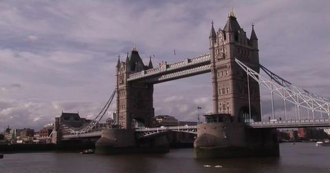 Iconic tower bridge over river thames on a cloudy day