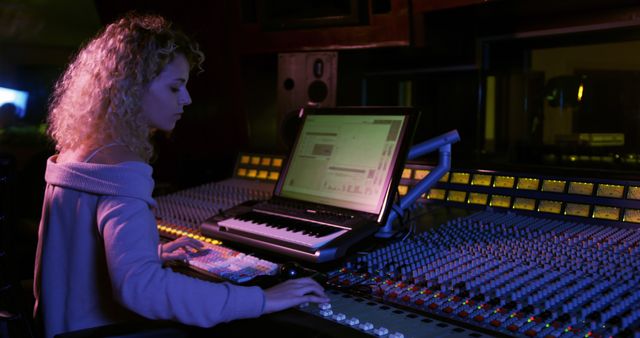 Female Audio Engineer Working on Sound Mixing in Recording Studio - Download Free Stock Images Pikwizard.com