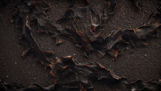 Molten Lava Surface with Embers in Ash Terrain