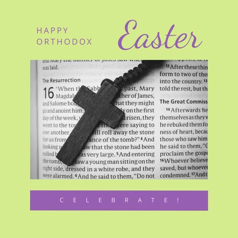 Orthodox Easter Celebration with Rosary on Bible