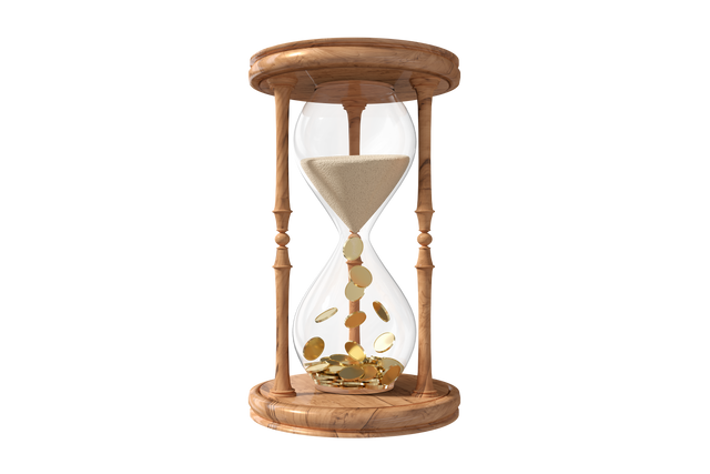 Transparent Hourglass with Sand Flowing into Pile of Golden Coins - Download Free Stock Videos Pikwizard.com