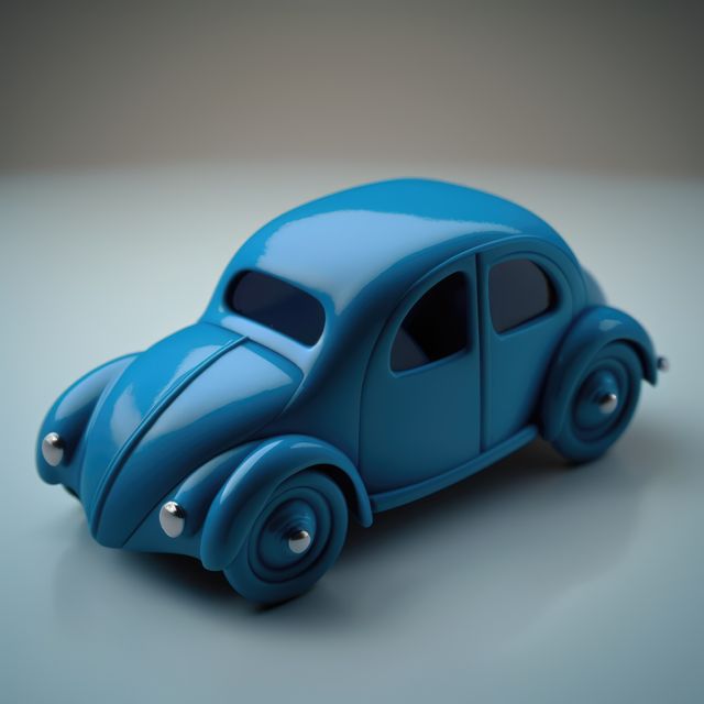 Blue toy car with a vintage design. Excellent for ads related to children's toys, collectibles, or classic car enthusiasts. Useful for illustrating retro-themed articles, blogs about childhood nostalgia, and vintage automotive collections.