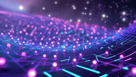 Futuristic Neon Grid with Glowing Orbs in Digital Realm - Download Free Stock Images Pikwizard.com