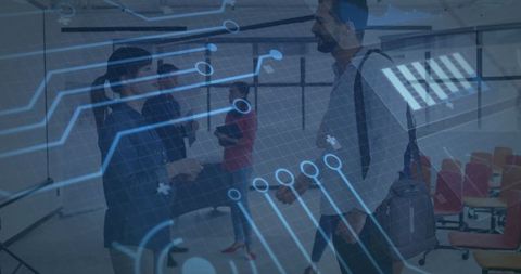 Digital collaboration at modern startup office