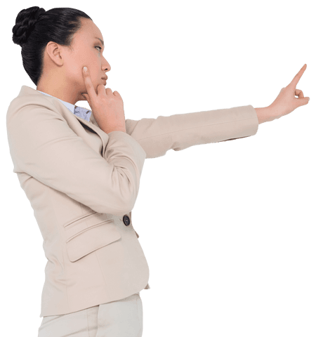 Transparent Image of Businesswoman Pointing with Serious Expression