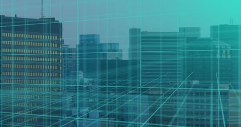 Futuristic 3D Grid Over Modern Cityscape - Download Free Stock Images Pikwizard.com
