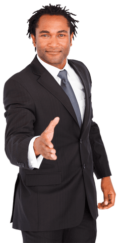 Transparent businessman offering confident handshake