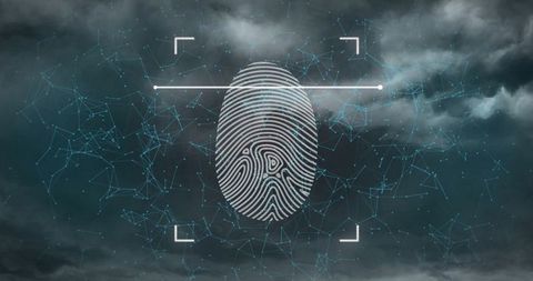 Biometric Fingerprint with Data Network Over Clouds - Download Free Stock Images Pikwizard.com