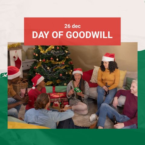 day of goodwill celebration with diverse friends exchanging gifts - Download Free Stock Templates Pikwizard.com