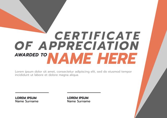 Certificate of Appreciation with Abstract Red and Grey Design - Download Free Stock Templates Pikwizard.com