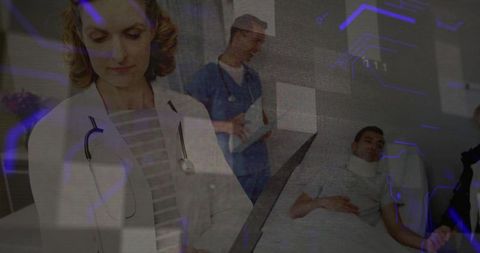 Doctor with Stethoscope Reviewing Patient Details Using Tablet