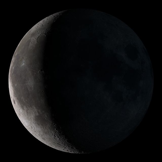 Waning Crescent Moon with Detailed Shadows from LOLA Data - Download Free Stock Photos Pikwizard.com