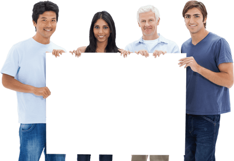 Diverse Group Holding Transparent Blank Poster - Download Free Stock Videos Pikwizard.com