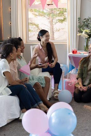 Diverse Friends Celebrating with Casual Party Decor and Props