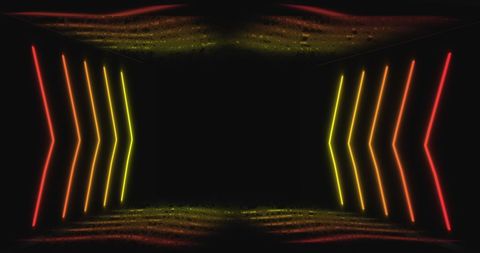 Abstract Multicolored Neon Light Lines on Black Background