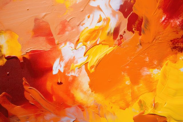Close up of white, orange and red paints background, created using generative ai technology. Paint, pattern, colours and background concept digitally generated image.