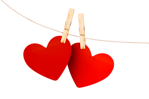 Red hearts on transparent background with copy space