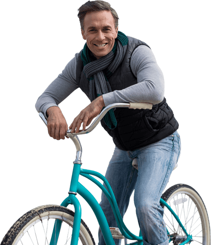 senior man smiling on bicycle with transparent background - Download Free Stock Videos Pikwizard.com