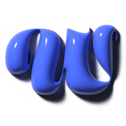 Glossy cobalt 3d ribbon sculpture transparent background specular sheen soft shadows